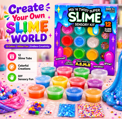 12 Tubs Slime Kit Glow In Dark