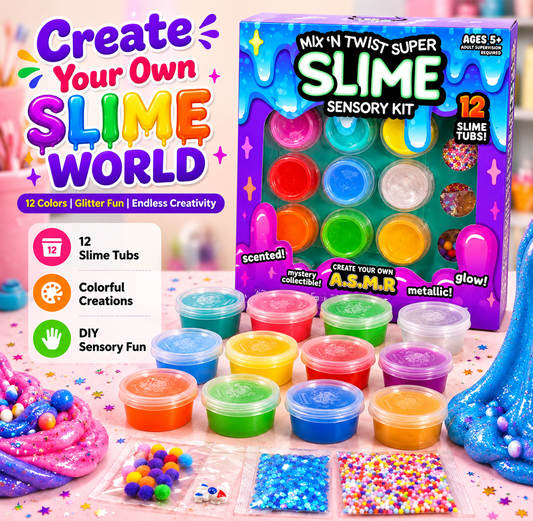 12 Tubs Slime Kit Glow In Dark