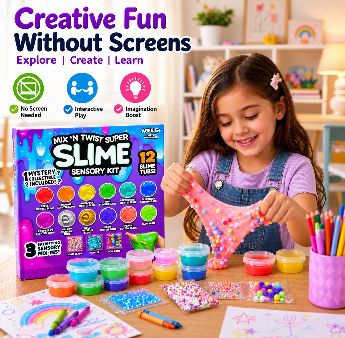 12 Tubs Slime Kit Glow In Dark