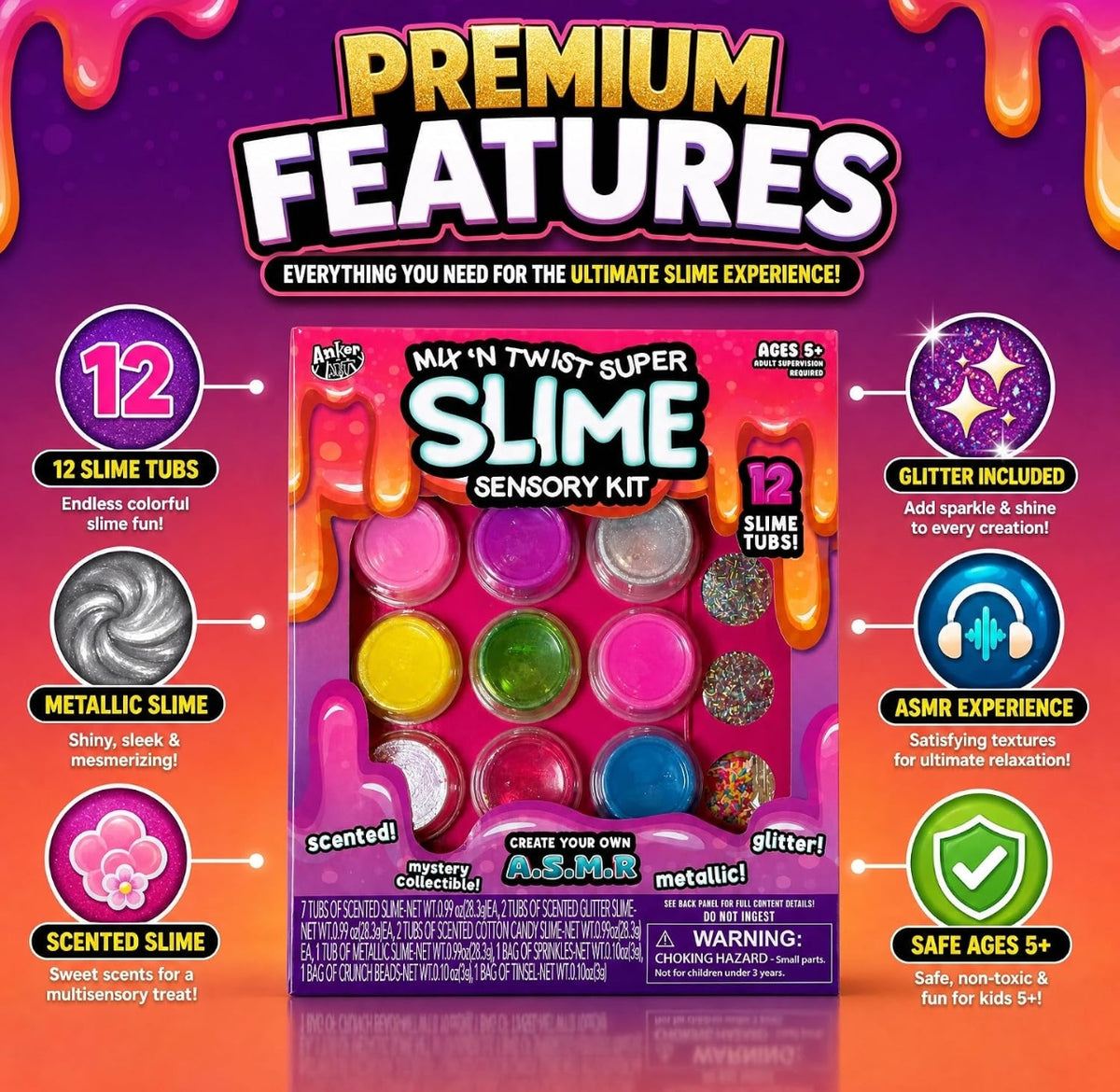 12 Tubs Slime Kit Scented