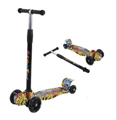 1005- Kick Scooter Extended Off Road Wheel Scooter for Kids Toddler Kick Scooter with Foldable, Adjustable Height Multicolour