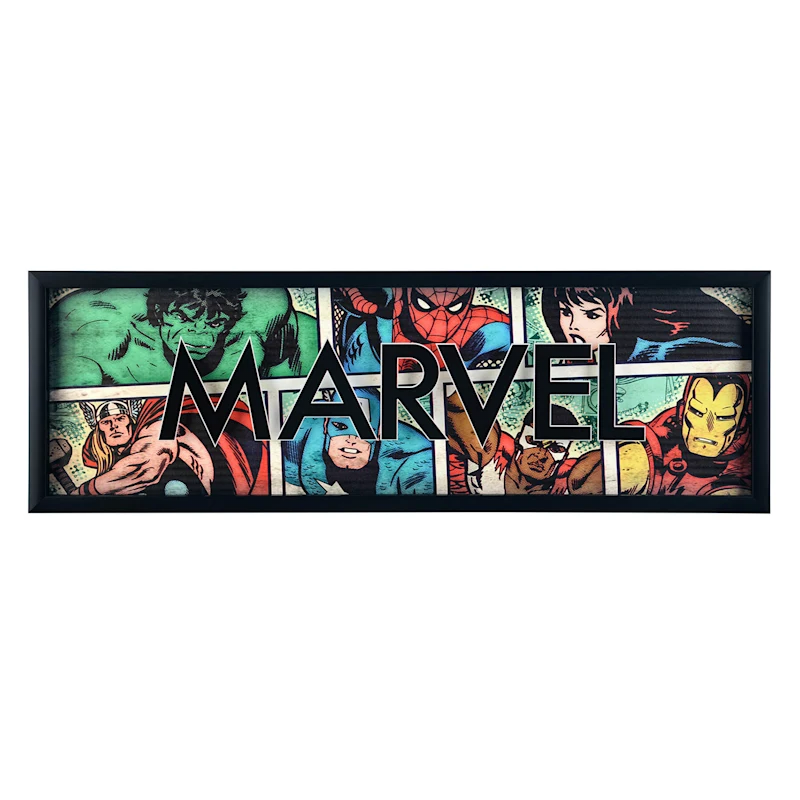 1335- Glass Framed Marvel Retro Printed Wall Art