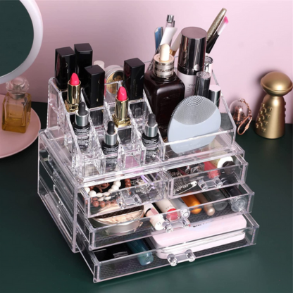 1313- 4 Drawers Cosmetic Organizer Clear Acrylic Jewellery Box Makeup Storage Case Acrylic Makeup Organizer Cosmetic Organiser Box