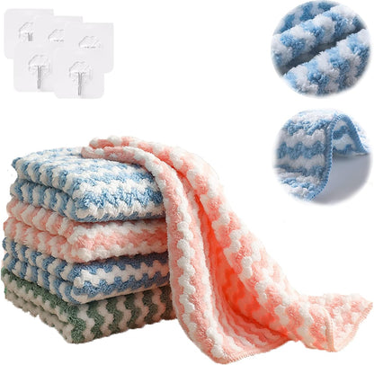 1032- 4Pcs Cleaning Cloths Multifunction Reusable Scouring Towel Pads for Kitchen