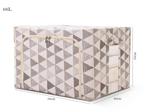 1107- Triangular Pattern Fabric Storage Bag Organizer with  White and Grey