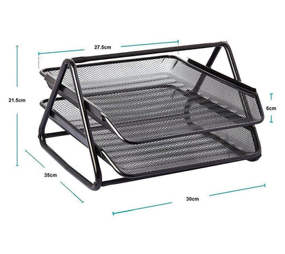 1267- Metal Mesh 2 Tier Document Tray, File Tray, File Rack for A4 Documents/Files/Papers/folders Holder Desk Organizer