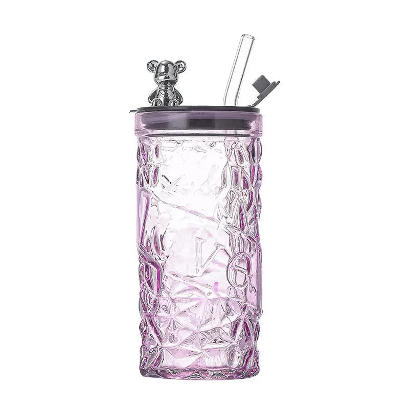 Glass Sipper With Teddy