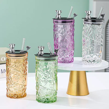 Glass Sipper With Teddy