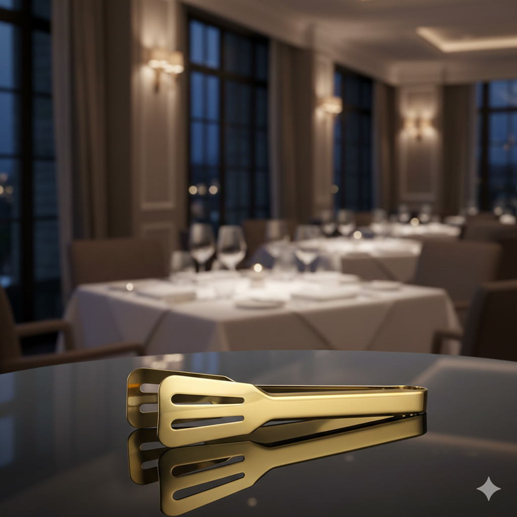 Gold Plater SS Tong With Silicon Grip
