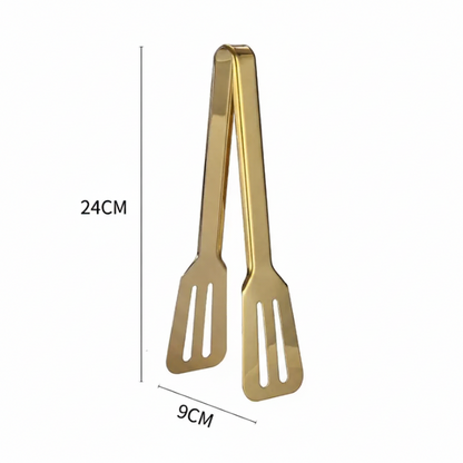 Gold Plater SS Tong With Silicon Grip