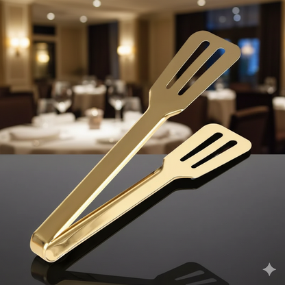 Gold Plater SS Tong With Silicon Grip