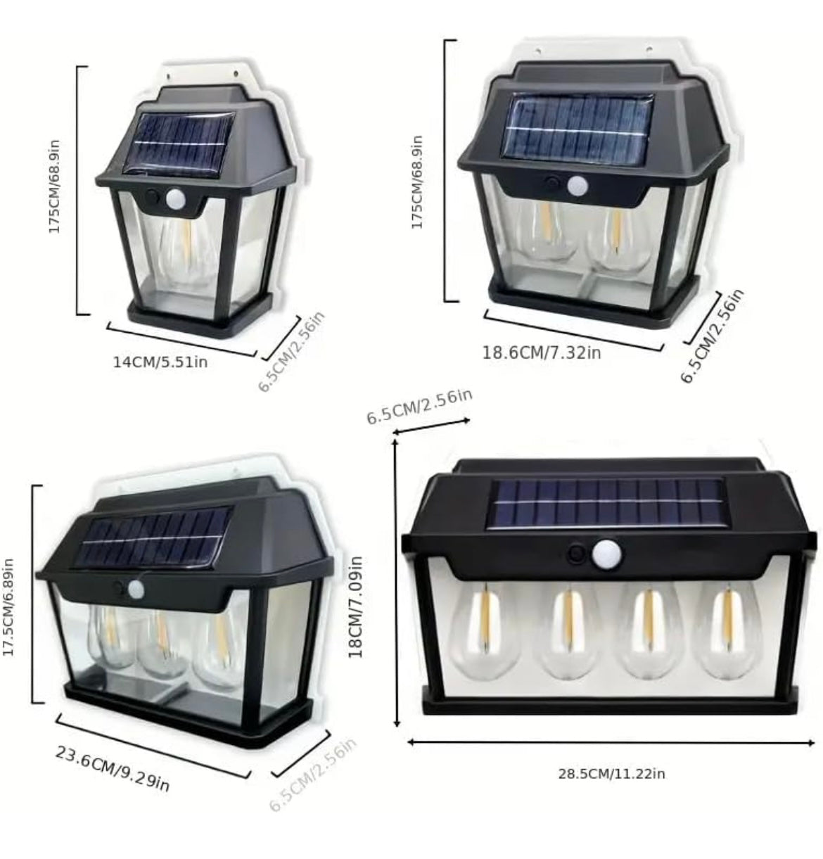 1640- 3 Bulb Solar Wall Light 3W Lithium Battery 1200MAH