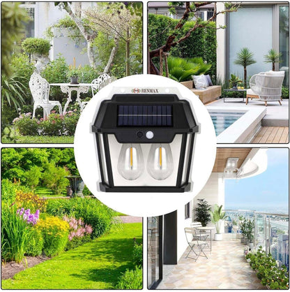 1639- Double bulb Solar Wall Light 2W Lithium Battery 1200MAH