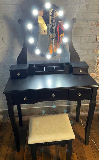 1759- MDF Dressing Table With Light Black