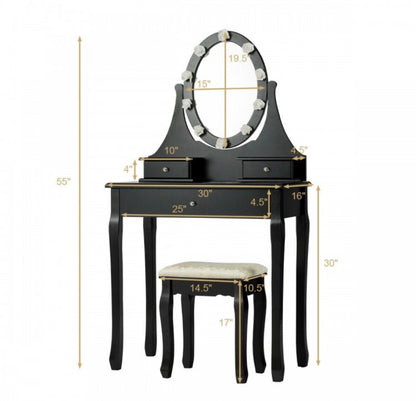 1758- MDF Dressing Table With Flower Light White