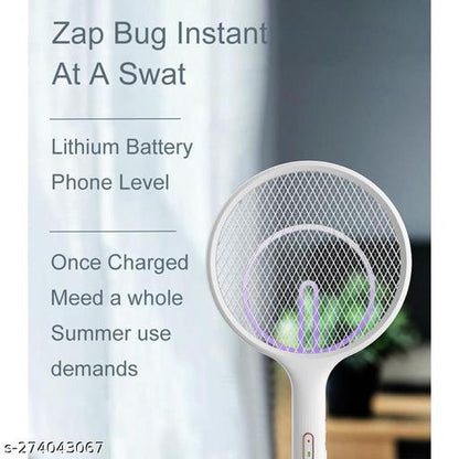 1247- Mosquito Killer Racket Rechargeable Handheld Electric Fly Swatter Mosquito Killer Racket Bat with UV Light Lamp Racket USB Charging Base stand