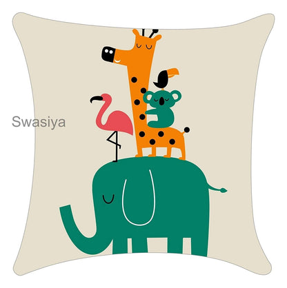 1056- Decorative Designer Printed Throw Pillow Jute Cushion Cover